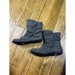 Hotcakes Gray‎ Ankle Boots Women's Buckle Zipper Casual Comfort Walking